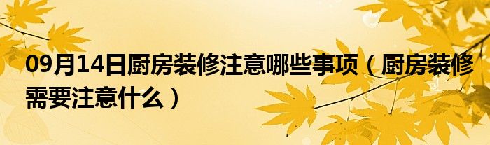 09月14日厨房装修注意哪些事项（厨房装修需要注意什么）