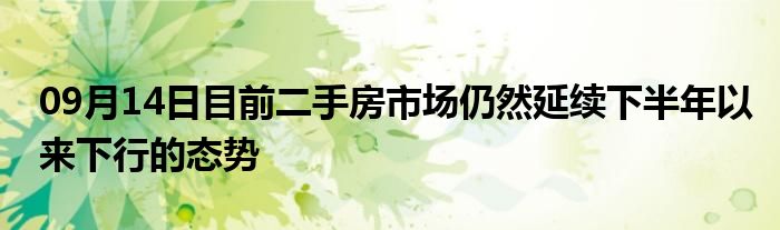 09月14日目前二手房市场仍然延续下半年以来下行的态势