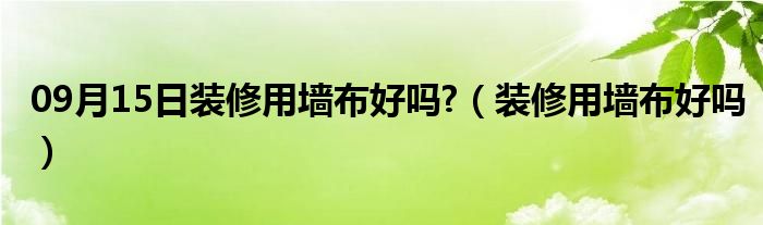 09月15日装修用墙布好吗?（装修用墙布好吗）