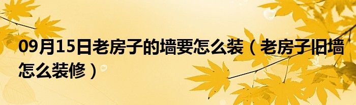 09月15日老房子的墙要怎么装（老房子旧墙怎么装修）