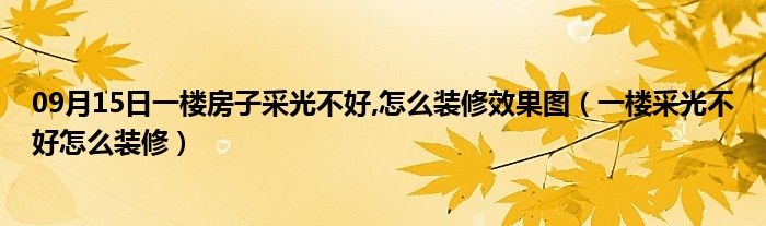 09月15日一楼房子采光不好,怎么装修效果图（一楼采光不好怎么装修）