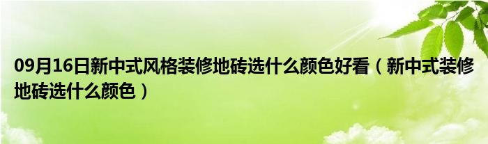 09月16日新中式风格装修地砖选什么颜色好看（新中式装修地砖选什么颜色）