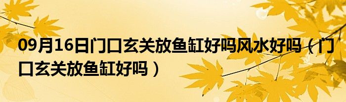 09月16日门口玄关放鱼缸好吗风水好吗（门口玄关放鱼缸好吗）