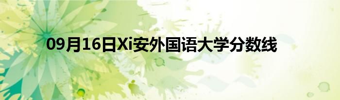 09月16日Xi安外国语大学分数线