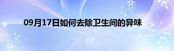 09月17日如何去除卫生间的异味