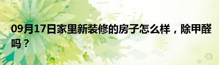 09月17日家里新装修的房子怎么样，除甲醛吗？