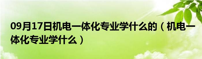 09月17日机电一体化专业学什么的（机电一体化专业学什么）