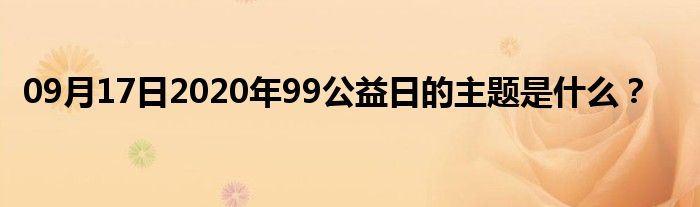 09月17日2020年99公益日的主题是什么？