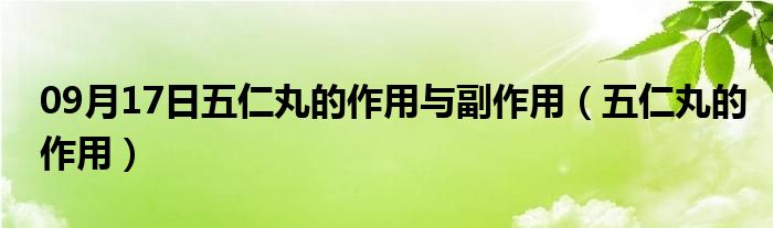 09月17日五仁丸的作用与副作用（五仁丸的作用）