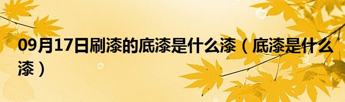 09月17日刷漆的底漆是什么漆（底漆是什么漆）