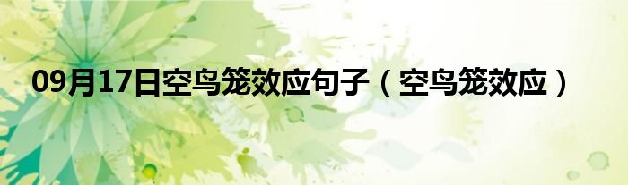 09月17日空鸟笼效应句子（空鸟笼效应）