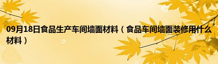 09月18日食品生产车间墙面材料（食品车间墙面装修用什么材料）