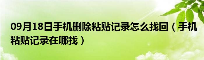 09月18日手机删除粘贴记录怎么找回（手机粘贴记录在哪找）