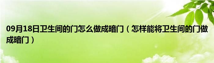 09月18日卫生间的门怎么做成暗门（怎样能将卫生间的门做成暗门）