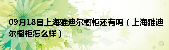 09月18日上海雅迪尔橱柜还有吗（上海雅迪尔橱柜怎么样）