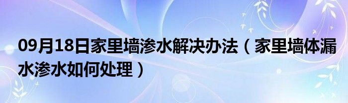 09月18日家里墙渗水解决办法（家里墙体漏水渗水如何处理）