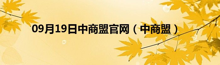 09月19日中商盟官网（中商盟）