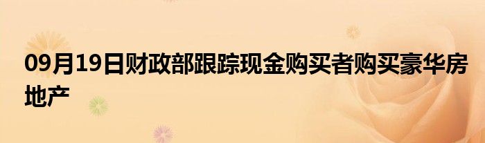 09月19日财政部跟踪现金购买者购买豪华房地产