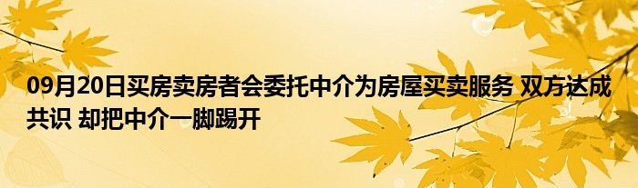 09月20日买房卖房者会委托中介为房屋买卖服务 双方达成共识 却把中介一脚踢开