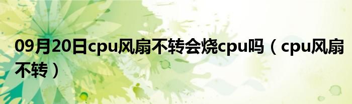 09月20日cpu风扇不转会烧cpu吗（cpu风扇不转）