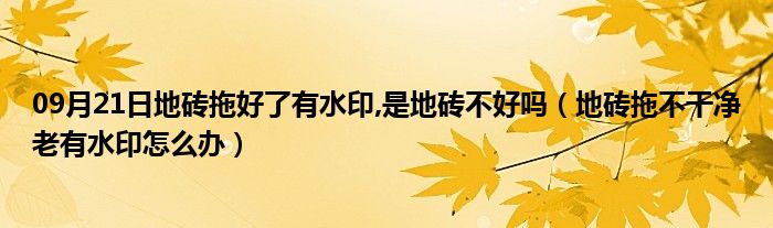 09月21日地砖拖好了有水印,是地砖不好吗（地砖拖不干净老有水印怎么办）