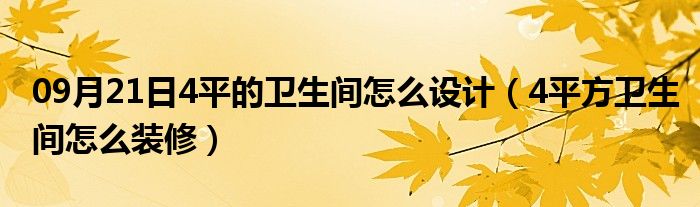 09月21日4平的卫生间怎么设计（4平方卫生间怎么装修）