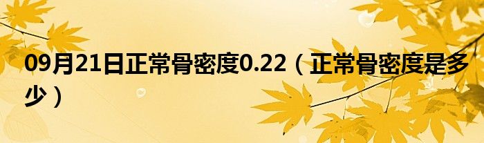 09月21日正常骨密度0.22（正常骨密度是多少）