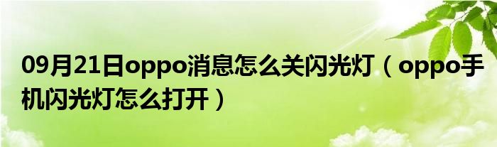 09月21日oppo消息怎么关闪光灯（oppo手机闪光灯怎么打开）