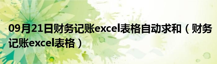 09月21日财务记账excel表格自动求和（财务记账excel表格）