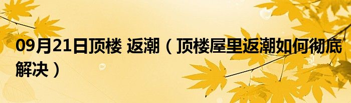 09月21日顶楼 返潮（顶楼屋里返潮如何彻底解决）