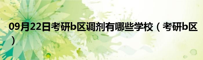 09月22日考研b区调剂有哪些学校（考研b区）