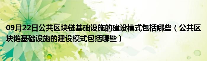 09月22日公共区块链基础设施的建设模式包括哪些（公共区块链基础设施的建设模式包括哪些）