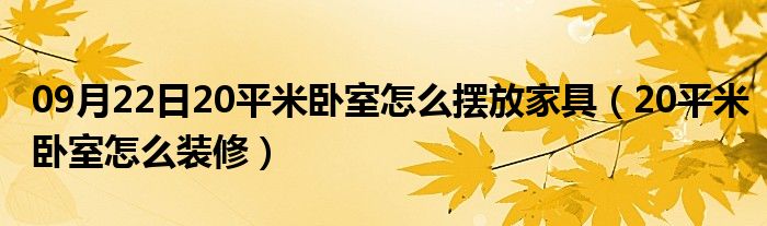 09月22日20平米卧室怎么摆放家具（20平米卧室怎么装修）