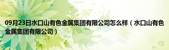 09月23日水口山有色金属集团有限公司怎么样（水口山有色金属集团有限公司）