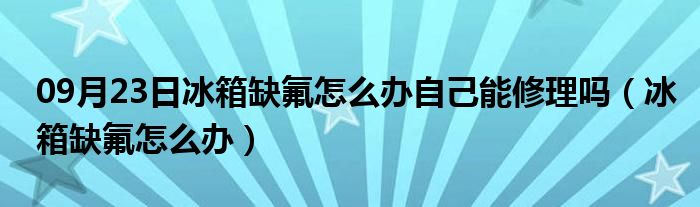 09月23日冰箱缺氟怎么办自己能修理吗（冰箱缺氟怎么办）