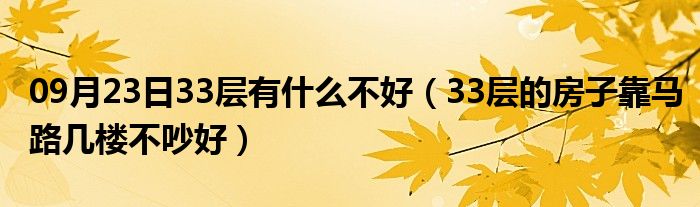 09月23日33层有什么不好（33层的房子靠马路几楼不吵好）