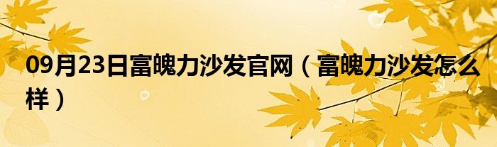 09月23日富魄力沙发官网（富魄力沙发怎么样）