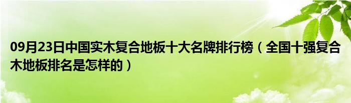 09月23日中国实木复合地板十大名牌排行榜（全国十强复合木地板排名是怎样的）