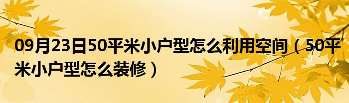 09月23日50平米小户型怎么利用空间（50平米小户型怎么装修）