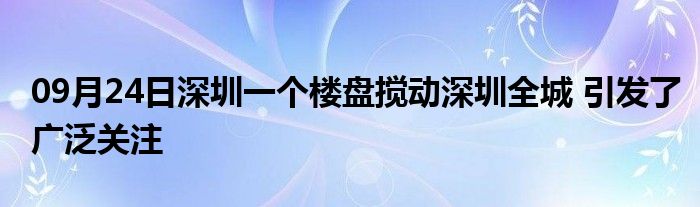 09月24日深圳一个楼盘搅动深圳全城 引发了广泛关注