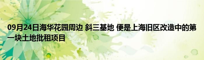 09月24日海华花园周边 斜三基地 便是上海旧区改造中的第一块土地批租项目