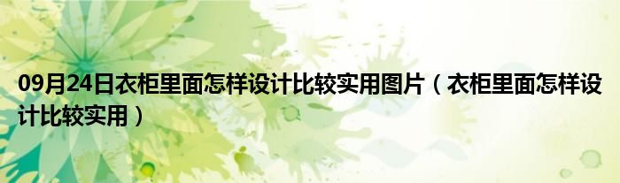 09月24日衣柜里面怎样设计比较实用图片（衣柜里面怎样设计比较实用）