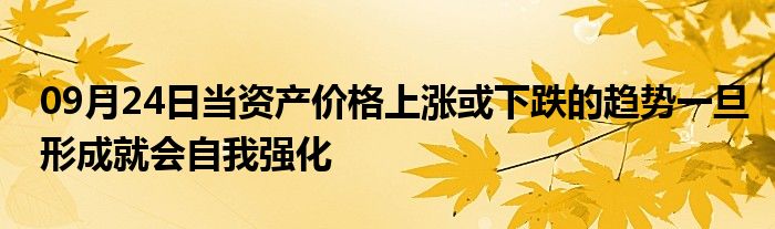 09月24日当资产价格上涨或下跌的趋势一旦形成就会自我强化