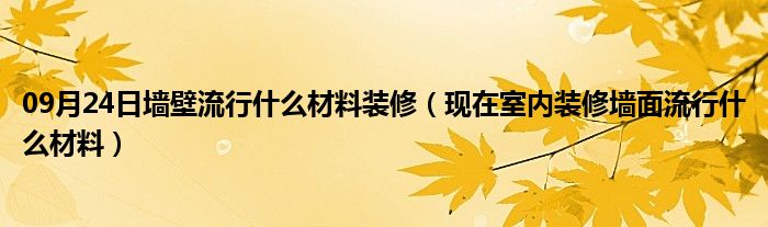 09月24日墙壁流行什么材料装修（现在室内装修墙面流行什么材料）