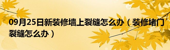 09月25日新装修墙上裂缝怎么办（装修堵门裂缝怎么办）