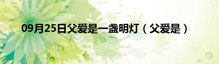 09月25日父爱是一盏明灯（父爱是）