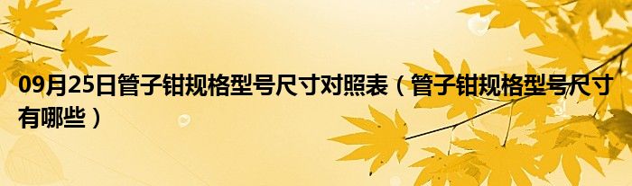 09月25日管子钳规格型号尺寸对照表（管子钳规格型号尺寸有哪些）