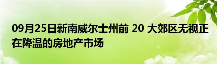 09月25日新南威尔士州前 20 大郊区无视正在降温的房地产市场