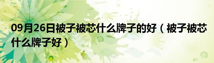 09月26日被子被芯什么牌子的好（被子被芯什么牌子好）