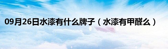 09月26日水漆有什么牌子（水漆有甲醛么）